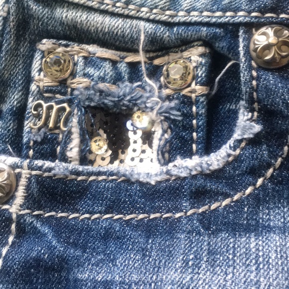 Miss Me Cropped Black and Silver Sequin Jeans - Picture 5 of 9